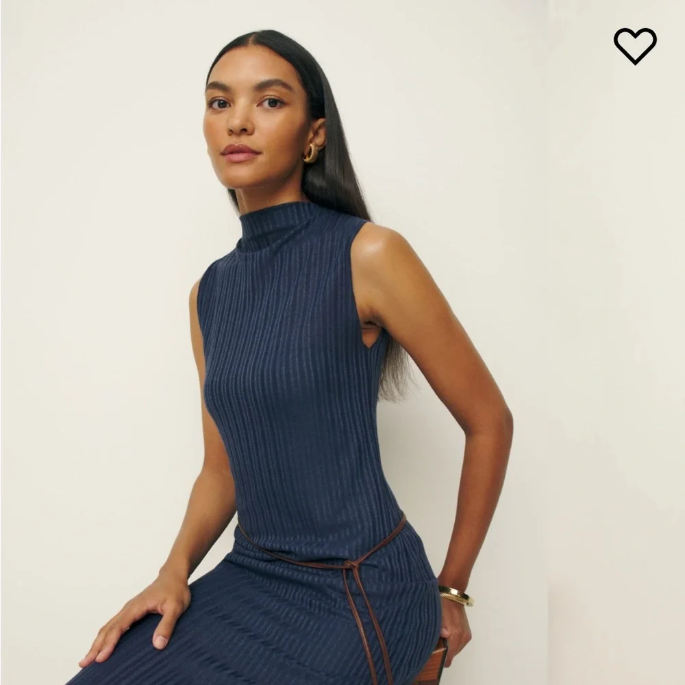 NWT Reformation Arabella Knit Dress in Navy Small - Picture 3 of 9